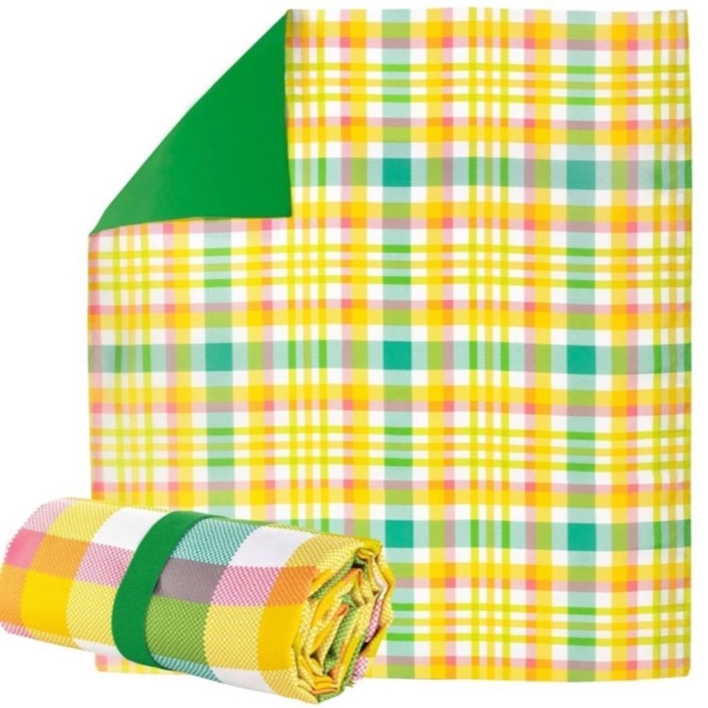 Kate Spade Picnic Blanket Garden Plaid Nylon Outdoor NWT